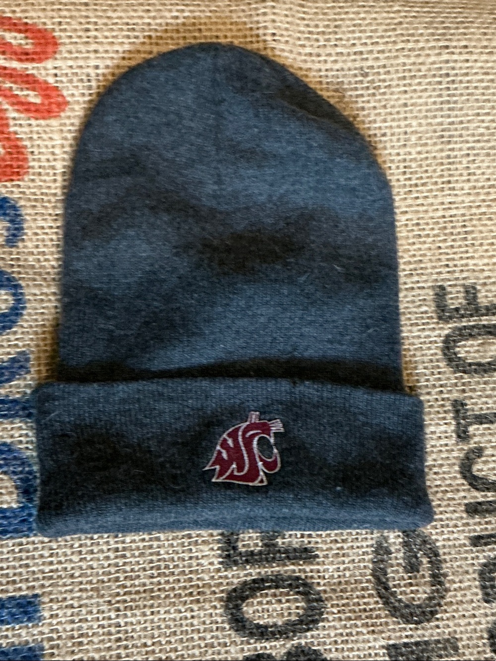 Gray Cuffed Beanie with Washington State Cougars Logo